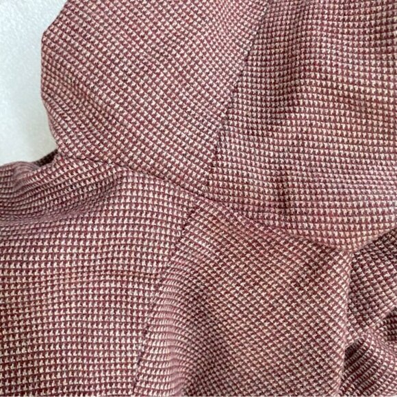 Vintage Burgundy White Micro Houndstooth High Waist Straight Leg Pants 24 - Picture 6 of 13